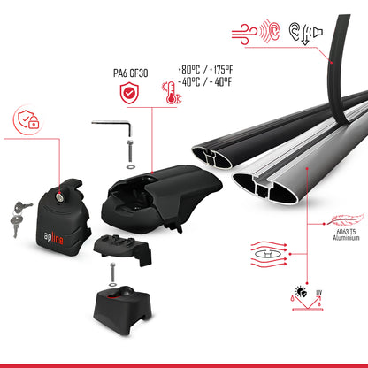 Compatible with Q7 (4M) 2016-2025 ACE-2 Car Roof Rack Cross Bar Grey Aluminium 2 Bars