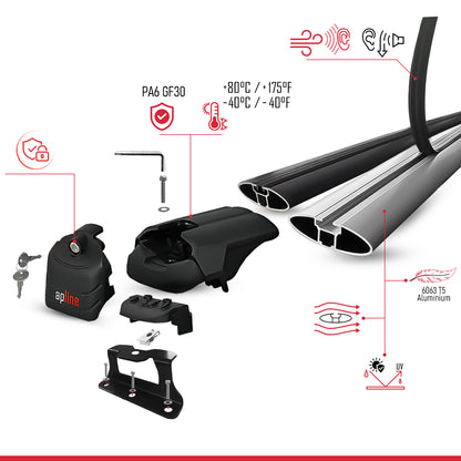 ACE-2 Dakdrager bagagedrager compatibel met Honda CR-V 2 2002-2006 Spoorstaven Grijs Aluminium 2 Staven