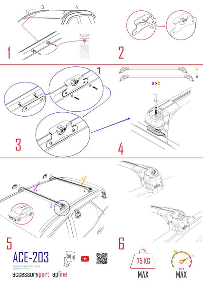 ACE-2 Dakdrager bagagedrager compatibel met Honda CR-V 5 2017-2022 Spoorstaven Zwart Aluminium 2 Staven