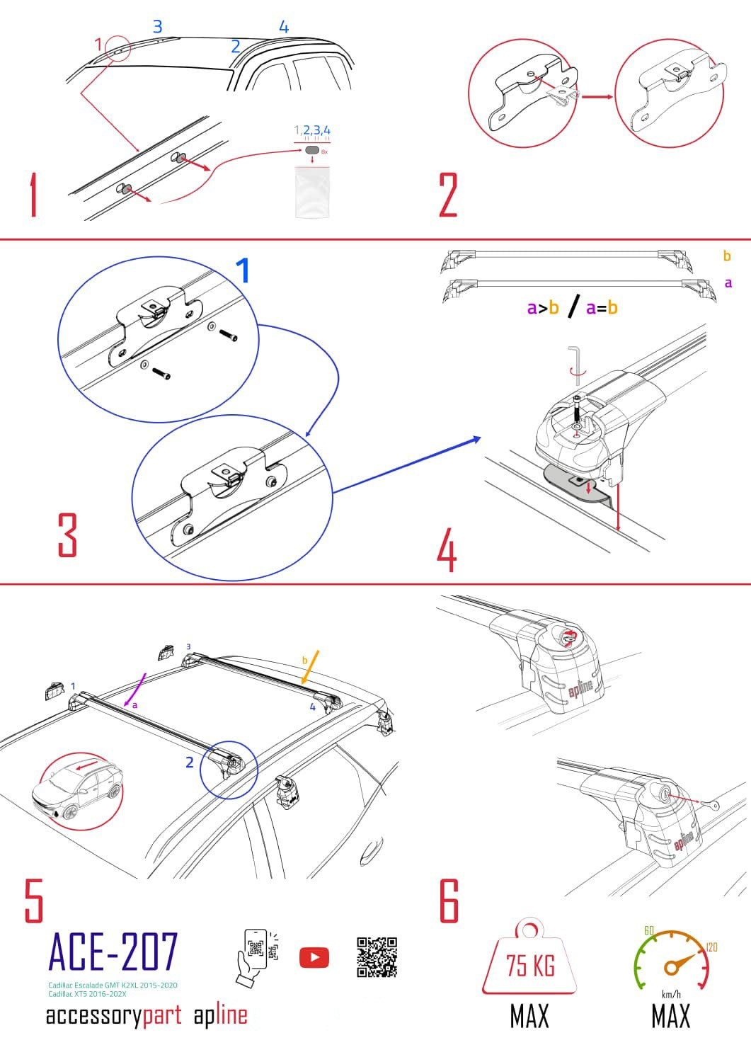 Compatible avec Chevrolet Suburban 2015-2020 ACE-2 Barres de Toit Railing Porte-Bagages de Voiture Gris Aluminium 2 Barres