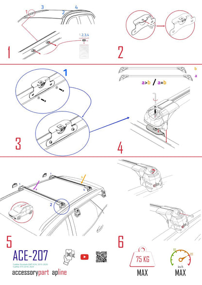Compatible with GMC Yukon 2015-2020 ACE-2 Car Roof Rack Cross Bar Grey Aluminium 2 Bars