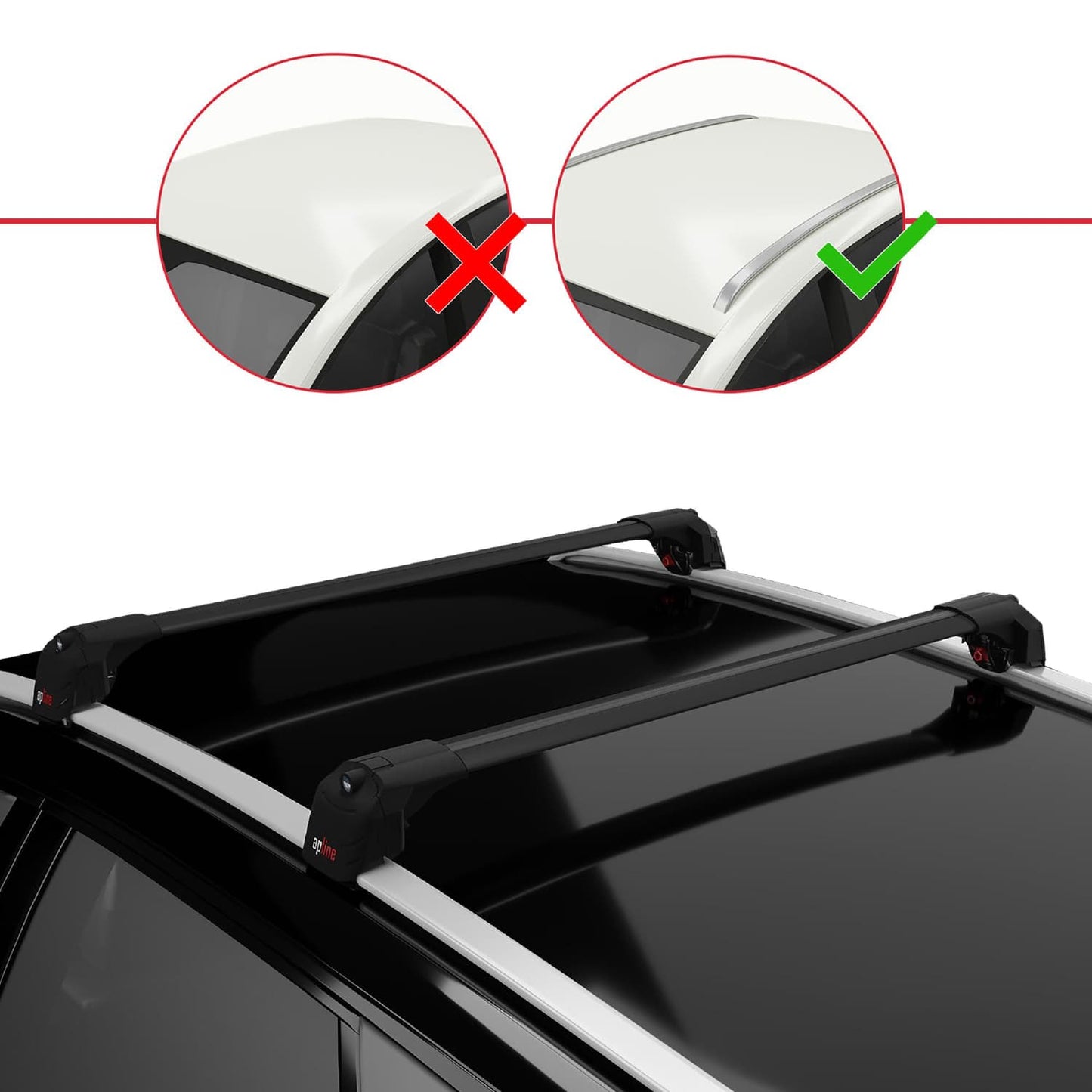 Compatible avec Honda CR-V 4 2012-2016 ACE-2 Barres de Toit Railing Porte-Bagages de Voiture Noir Aluminium 2 Barres