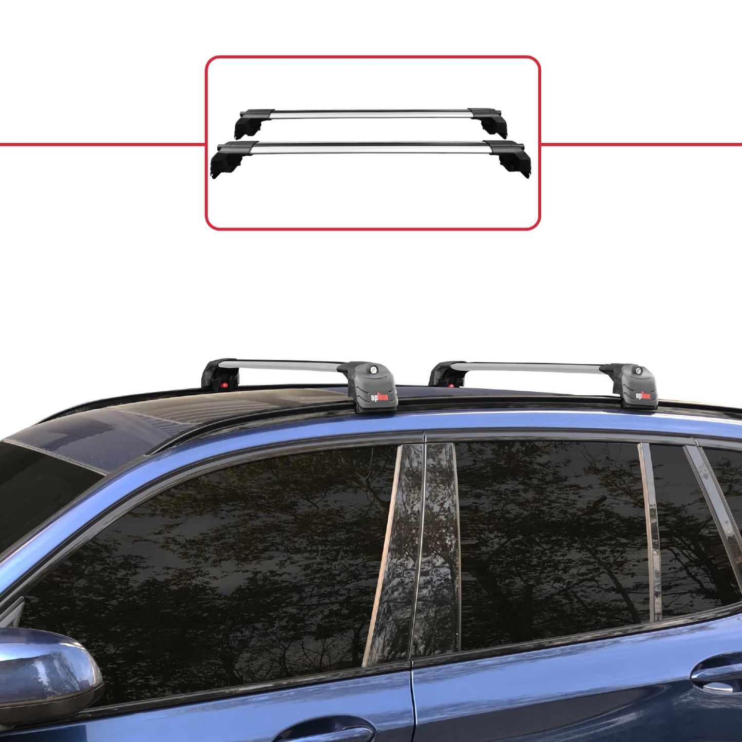 ACE-2 Dakdrager bagagedrager compatibel met BMW X3 (G01) 2018-2024 Spoorstaven Grijs Aluminium 2 Staven