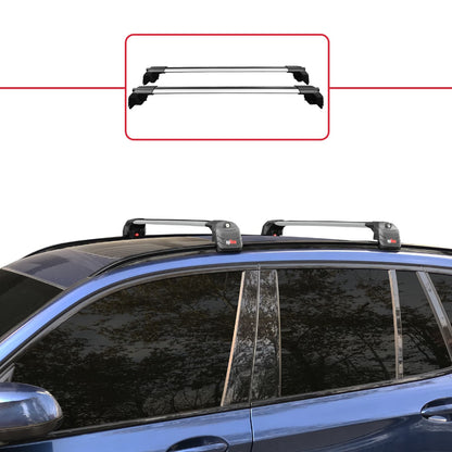 ACE-2 Dakdrager bagagedrager compatibel met BMW X3 (G01) 2018-2024 Spoorstaven Grijs Aluminium 2 Staven