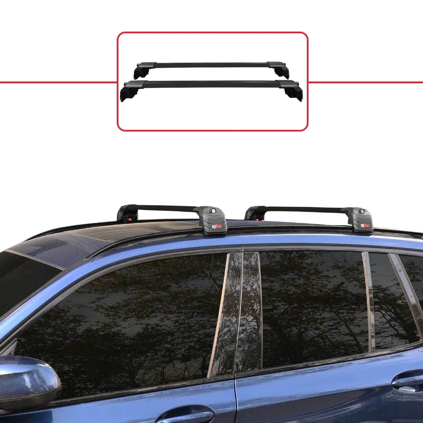 ACE-2 Dakdrager bagagedrager compatibel met BMW X3 (G01) 2018-2024 Spoorstaven Zwart Aluminium 2 Staven