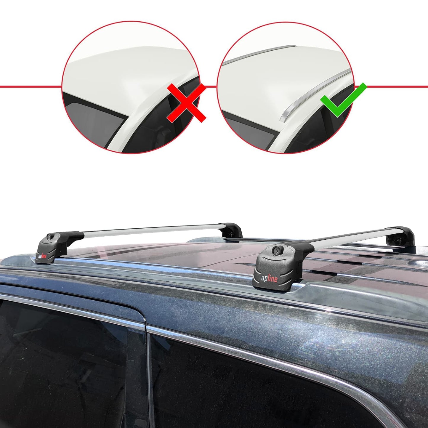 ACE-2 Dakdrager bagagedrager compatibel met Jeep Grand Cherokee 4 (WK2) 2011-2020 Spoorstaven Grijs Aluminium 2 Staven