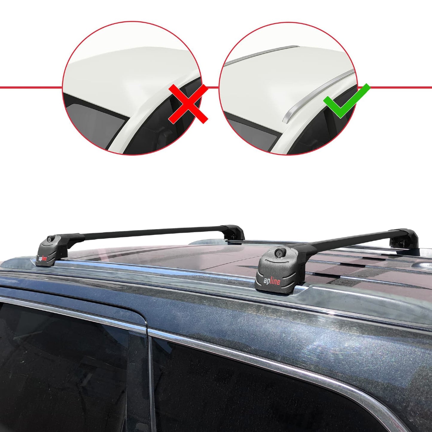 ACE-2 Dakdrager bagagedrager compatibel met Jeep Grand Cherokee 4 (WK2) 2011-2020 Spoorstaven Zwart Aluminium 2 Staven