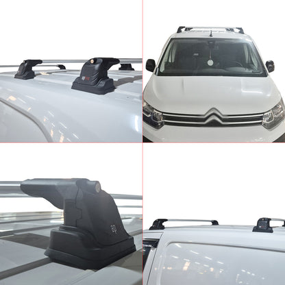 Compatible with Citroen Berlingo 2019-2023 ACE-3 Car Roof Rack Cross Bar Grey Aluminium 2 Bars