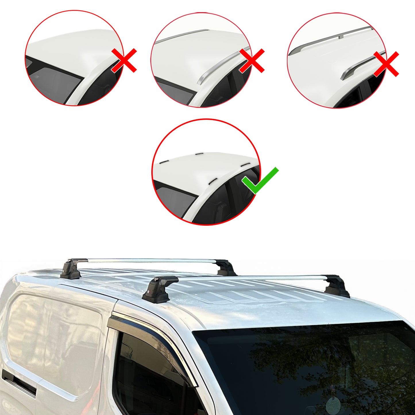 Compatible avec Nissan Kubistar 1996-2007 ACE-3 Barres de Toit Railing Porte-Bagages de Voiture Gris Aluminium 2 Barres