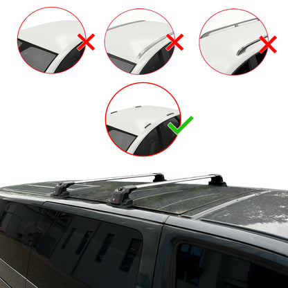 Compatible avec Volkswagen Caravelle (T6) 2016-2022 ACE-3 Barres de Toit Railing Porte-Bagages de Voiture Gris Aluminium 2 Barres