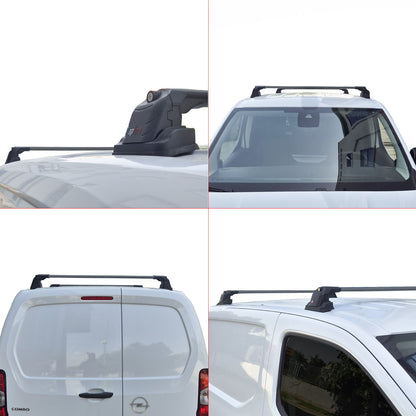 Compatible avec Opel Combo E 2019-2023 ACE-3 Barres de Toit Railing Porte-Bagages de Voiture Noir Aluminium 2 Barres