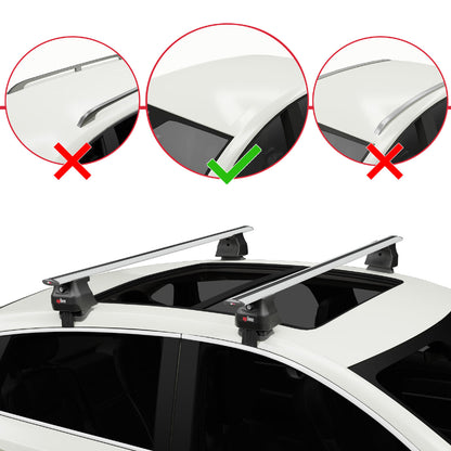 ACE-4 Dakdrager bagagedrager compatibel met Honda Civic 9 (FB) Sedan 2012-2015 Spoorstaven Grijs Aluminium 2 Staven