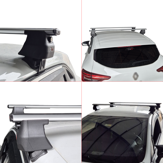 ACE-4 Dakdrager bagagedrager compatibel met Renault Clio 4 2013-2020 Spoorstaven Grijs Aluminium 2 Staven