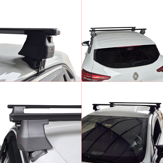 ACE-4 Dakdrager bagagedrager compatibel met Renault Clio 4 2013-2020 Spoorstaven Zwart Aluminium 2 Staven
