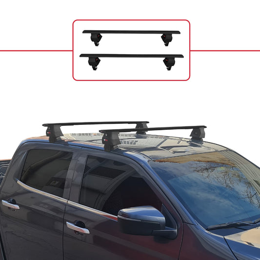 ACE-4 Dakdrager bagagedrager compatibel met Isuzu D-Max 3 (RG01) 2020-2025 Spoorstaven Zwart Aluminium 2 Staven