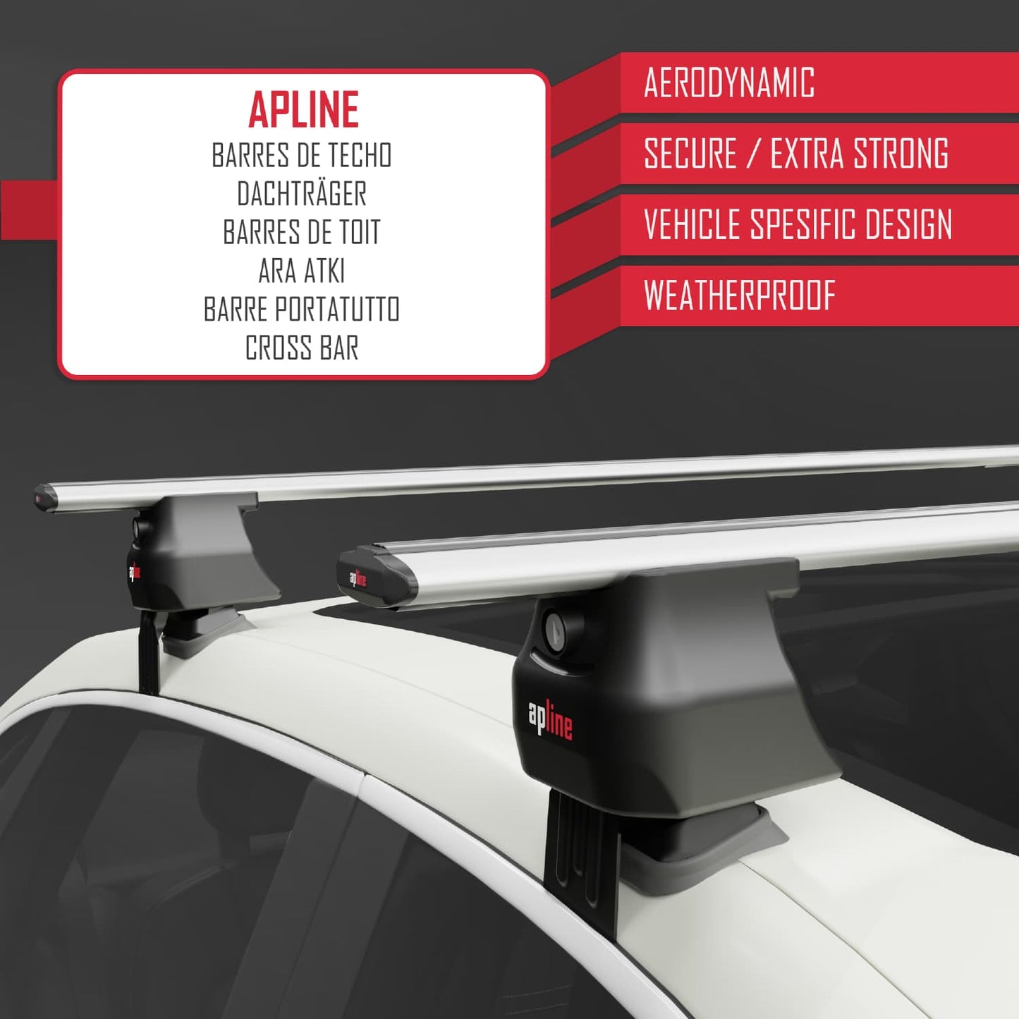 ACE-4 Dakdrager bagagedrager compatibel met Honda Civic 9 (FB) Sedan 2012-2015 Spoorstaven Grijs Aluminium 2 Staven