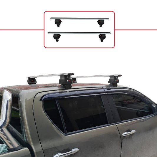 ACE-4 Dakdrager bagagedrager compatibel met Toyota Hilux 8 (AN130) 2015-2025 Spoorstaven Grijs Aluminium 2 Staven