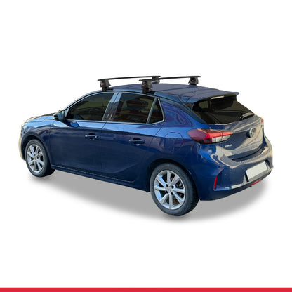 Compatible avec Opel/Vauxhall Corsa F 2019-2025 ACE-4 Barres de Toit Railing Porte-Bagages de Voiture Noir Aluminium 2 Barres