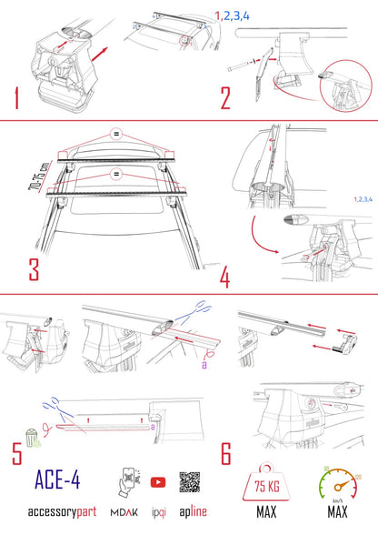 Compatible avec Opel Zafira Tourer C 2011-2019 ACE-4 Barres de Toit Railing Porte-Bagages de Voiture Gris Aluminium 2 Barres