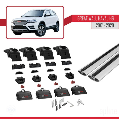 ACE-2 Dakdrager bagagedrager compatibel met Great Wall Haval H6 Pre-Facelift 2017-2020 Spoorstaven Grijs Aluminium 2 Staven