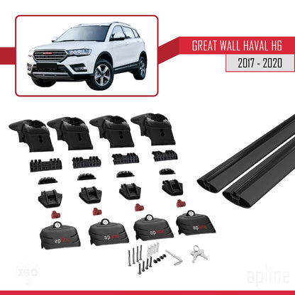 Compatible with Great Wall Haval H6 Pre-Facelift 2017-2020 ACE-2 Car Roof Rack Cross Bar Black Aluminium 2 Bars