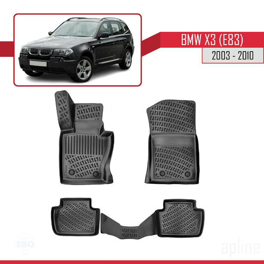 4D Rubbermatten Compatible met BMW X3 (E83) 2003-2010 Zwart