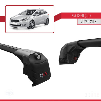 Compatible with Kia Ceed 2 (JD) SW 2013-2018 ACE-2 Car Roof Rack Cross Bar Black Aluminium 2 Bars