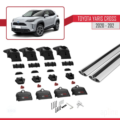 ACE-2 Dakdrager bagagedrager compatibel met Toyota Yaris Cross 2020-2025 Spoorstaven Grijs Aluminium 2 Staven