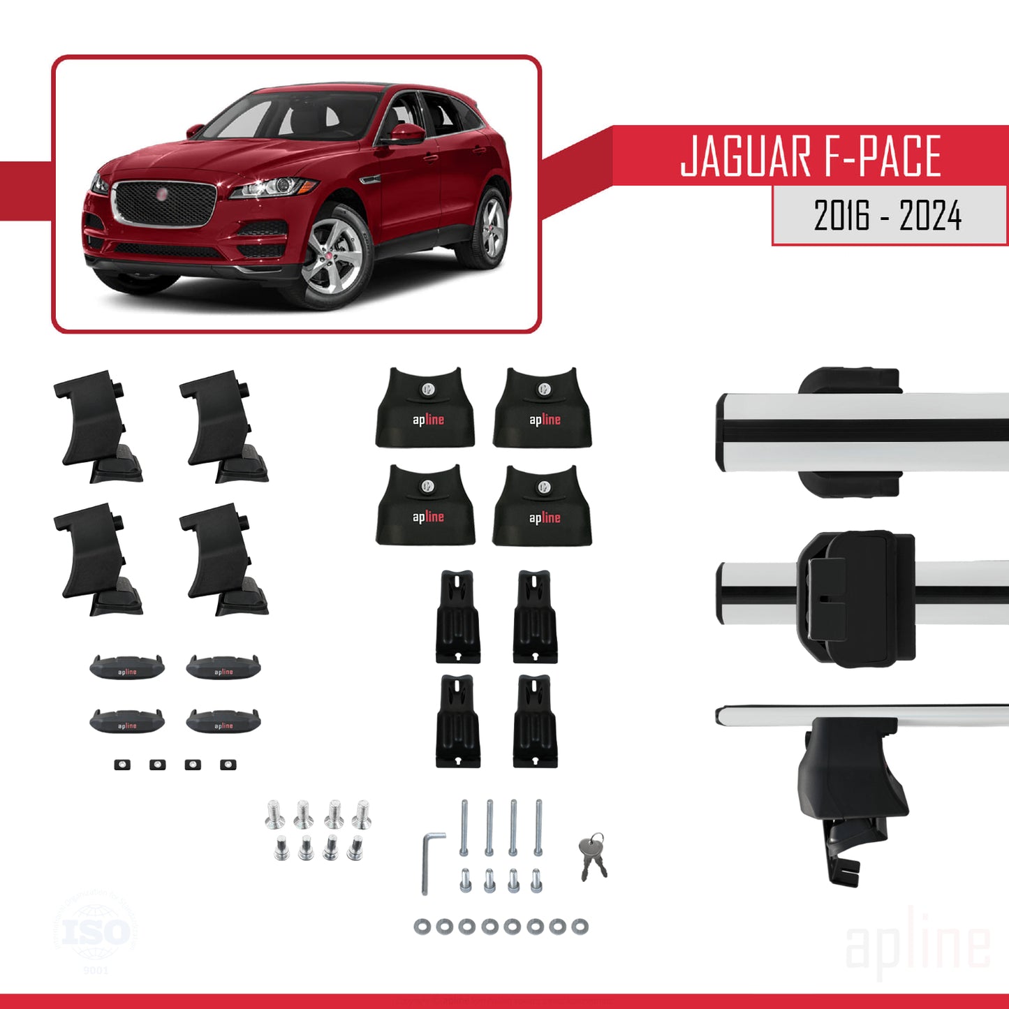 Compatible avec Jaguar F-Pace (X761) 2016-2025 ACE-4 Barres de Toit Railing Porte-Bagages de Voiture Gris Aluminium 2 Barres