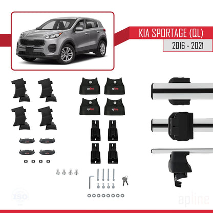Compatible avec Kia Sportage (QL) 2016-2021 ACE-4 Barres de Toit Railing Porte-Bagages de Voiture Gris Aluminium 2 Barres