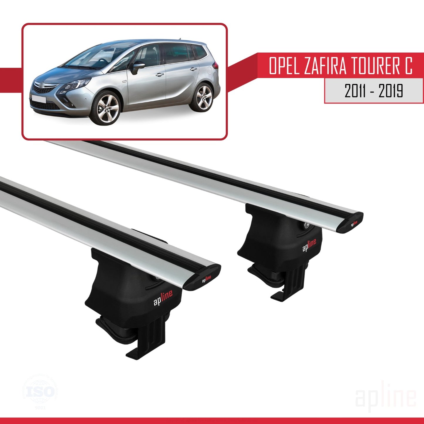 Compatible avec Opel Zafira Tourer C 2011-2019 ACE-4 Barres de Toit Railing Porte-Bagages de Voiture Gris Aluminium 2 Barres