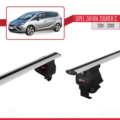 Compatible avec Opel Zafira Tourer C 2011-2019 ACE-4 Barres de Toit Railing Porte-Bagages de Voiture Gris Aluminium 2 Barres