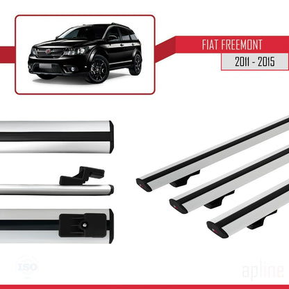 Compatible avec Fiat Freemont 2011-2015 BASIC Model Barres de Toit Railing Porte-Bagages de Voiture Gris Aluminium 3 Barres