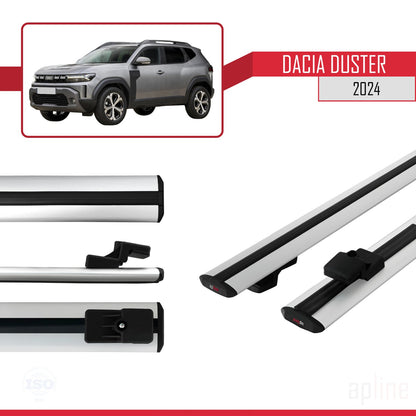 Compatible avec Dacia Duster 3 (P1310) 2024-2025 BASIC Model Barres de Toit Railing Porte-Bagages de Voiture Gris Aluminium 2 Barres