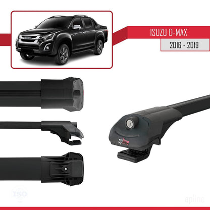 Compatible avec Isuzu D-Max 2 (RT85) Post-Facelift 2016-2019 ACE-1 Barres de Toit Railing Porte-Bagages de Voiture Noir Aluminium 3 Barres