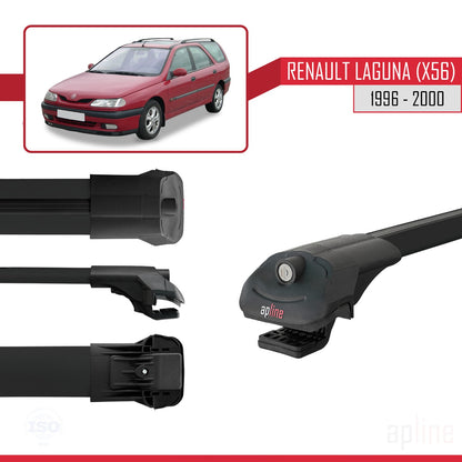 Compatible avec Renault Laguna (X56) 1996-200 ACE-1 Barres de Toit Railing Porte-Bagages de Voiture Noir Aluminium 2 Barres