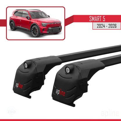 Compatible avec SMART #5 2024-2026 ACE-2 Barres de Toit Railing Porte-Bagages de Voiture Noir Aluminium 2 Barres