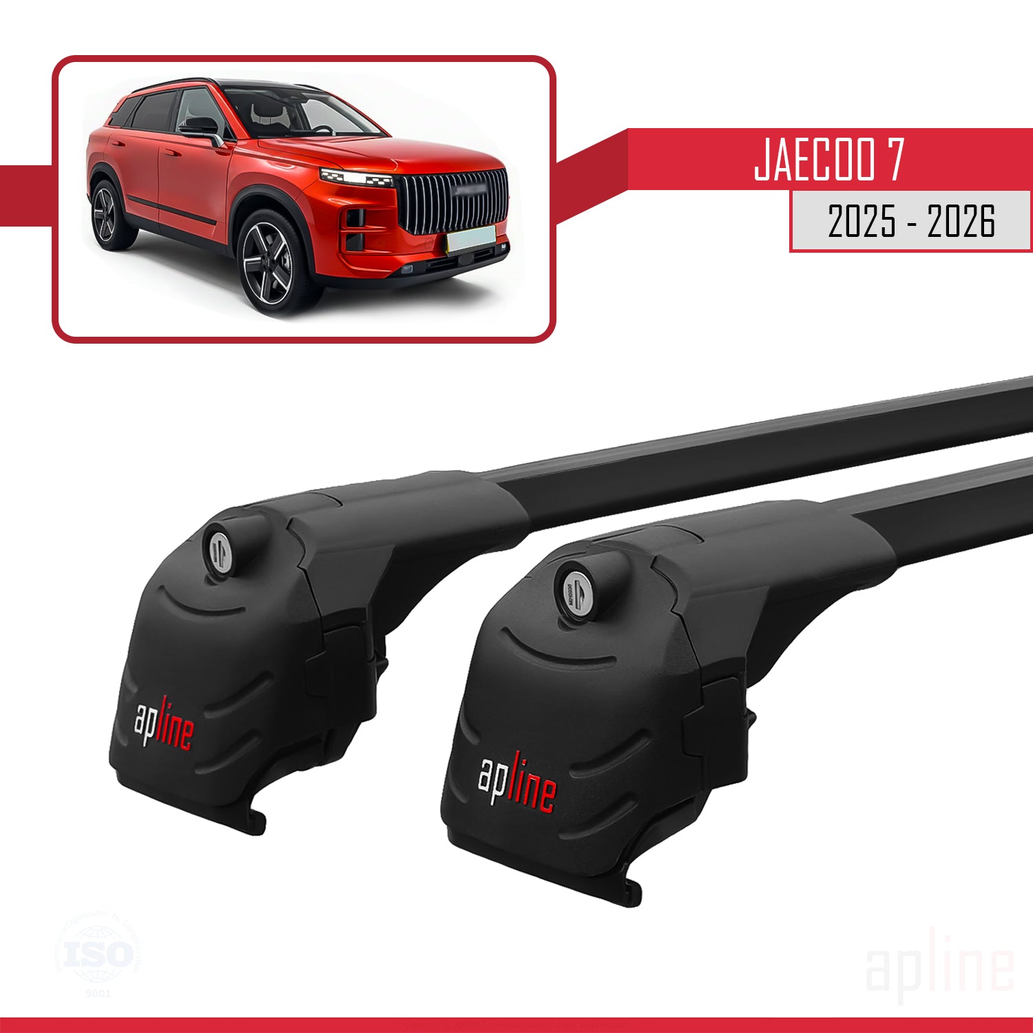 Compatible avec JAECOO 7 2025-2026 ACE-2 Barres de Toit Railing Porte-Bagages de Voiture Noir Aluminium 2 Barres