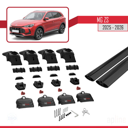 Compatible avec MG ZS 2025-2026 ACE-2 Barres de Toit Railing Porte-Bagages de Voiture Noir Aluminium 2 Barres