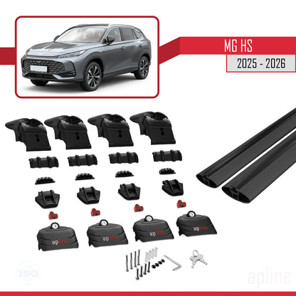 Compatible avec MG HS 2025-2026 ACE-2 Barres de Toit Railing Porte-Bagages de Voiture Noir Aluminium 2 Barres