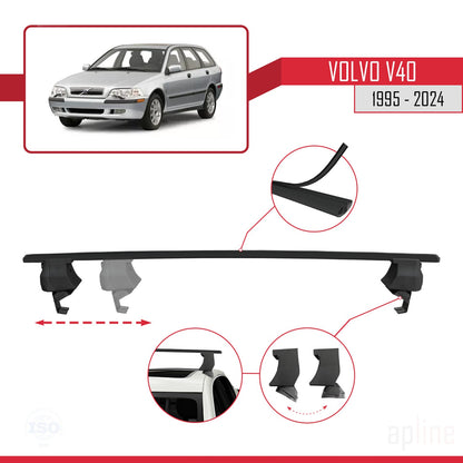 Compatible avec Volvo V40 1995-2004 ACE-4 Barres de Toit Railing Porte-Bagages de Voiture Noir Aluminium 2 Barres