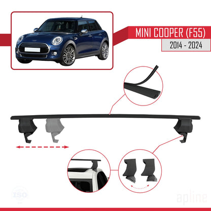 Compatible avec Mini Cooper (F55) 2014-2024 ACE-4 Barres de Toit Railing Porte-Bagages de Voiture Noir Aluminium 2 Barres