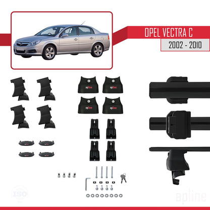 Compatible avec Opel Vectra C 2002-2010 ACE-4 Barres de Toit Railing Porte-Bagages de Voiture Noir Aluminium 2 Barres
