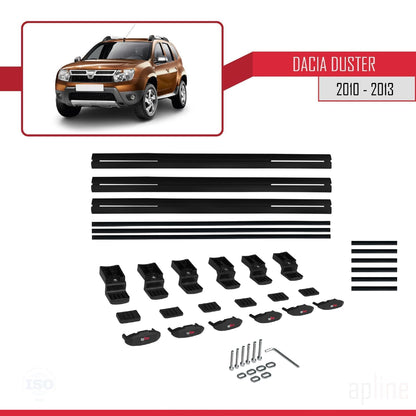 Compatible avec Dacia Duster (HS) Pre-Facelift 2010-2013 BASIC Model Barres de Toit Railing Porte-Bagages de Voiture Noir Aluminium 3 Barres