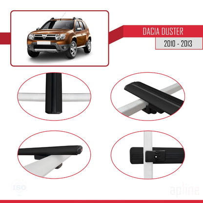 Compatible avec Dacia Duster (HS) Pre-Facelift 2010-2013 BASIC Model Barres de Toit Railing Porte-Bagages de Voiture Noir Aluminium 2 Barres