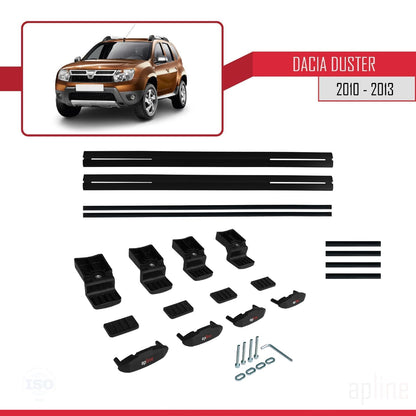 Compatible avec Dacia Duster (HS) Pre-Facelift 2010-2013 BASIC Model Barres de Toit Railing Porte-Bagages de Voiture Noir Aluminium 2 Barres