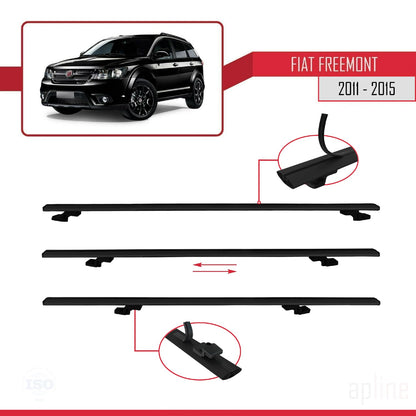 Compatible avec Fiat Freemont 2011-2015 BASIC Model Barres de Toit Railing Porte-Bagages de Voiture Noir Aluminium 2 Barres