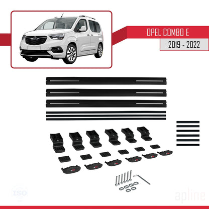 Compatible avecOpel Combo E 2019-2022 BASIC Model Barres de Toit Railing Porte-Bagages de Voiture Noir Aluminium 3 Barres