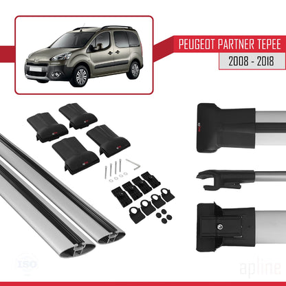 Compatible with Peugeot Partner 2 Tepee 2008-2018 FLY Model Car Roof Rack Cross Bar Grey Aluminium 2 Bars