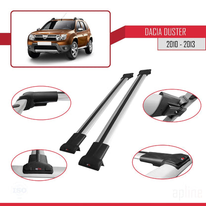 Compatible avec Dacia Duster (HS) Pre-Facelift 2010-2013 FLY Model Barres de Toit Railing Porte-Bagages de Voiture Gris Aluminium 2 Barres